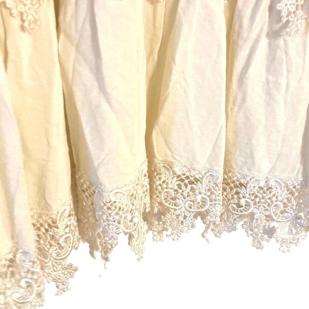 Rona Vintage Hippie Flowy Mini Dress Off White Lace Boho - Picture 5 of 9